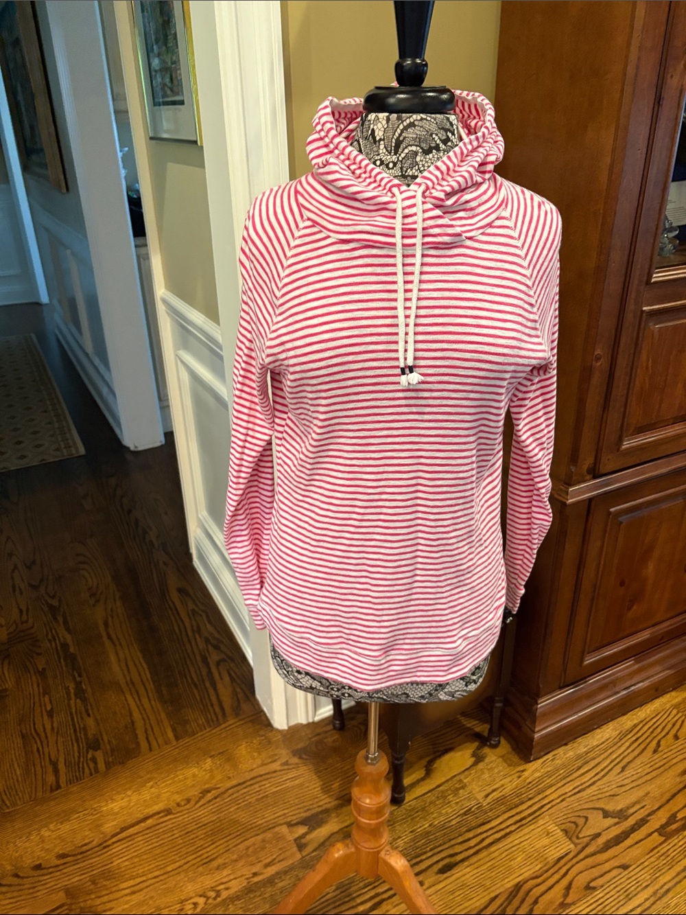 Joules Marlston Pink & White Striped Hoody - Size 10